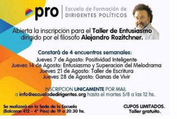 Desde Cambiemos lanzan un “Taller de Entusiasmo”