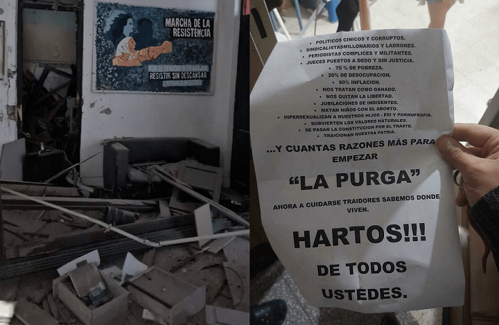 Atacaron con explosivos la sede del Frente de Todos en Bahía Blanca