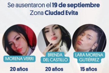 Continúa la búsqueda de las tres jóvenes desaparecidas en Ciudad Evita
